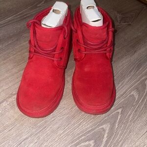 Vibrant Red Suede Boots UGGs Kids Neumel II
